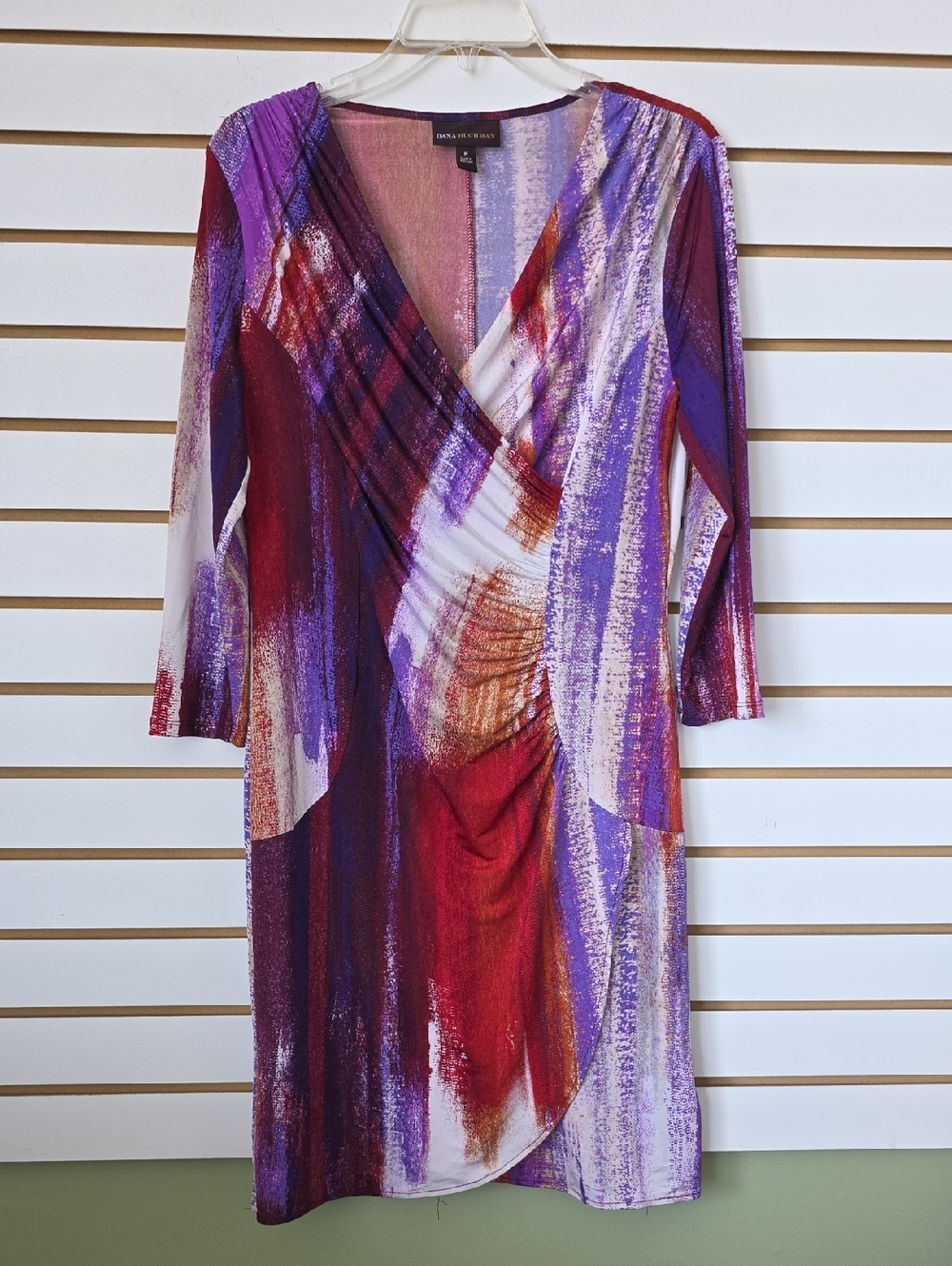 Dana Buchman Multicolor Abstract Brushstroke Wrap Dress